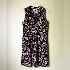 J. Jill Women’s Size XS Floral Black Sleeveless Collared Button-Up Dress